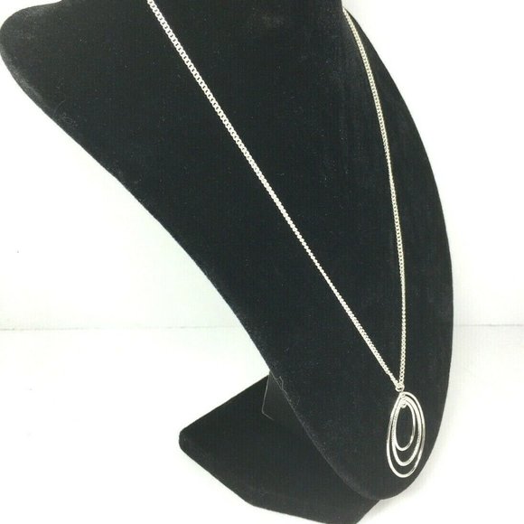 Silvertone Triple Oval Necklace - Picture 2 of 12